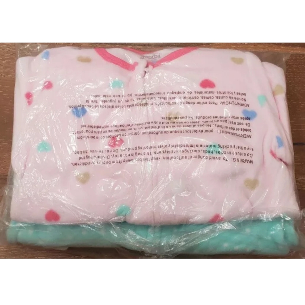 New (3) Absorba 2-pack Cotton Sleeper baby toddler boys girls Pink heart Size 4T - Picture 3 of 3